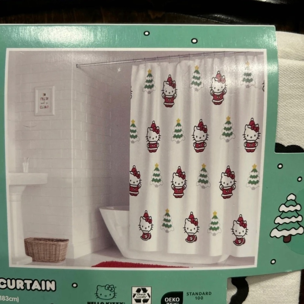 ✨NEW✨ NWT• Hello Kitty Christmas Shower Curtain